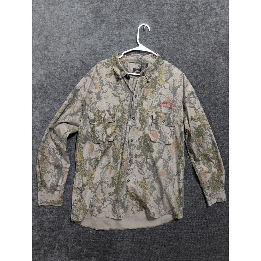 Natural Gear Mens XXL Camo Hunting Shirt Cherokee Brick & Tile Co Embroidered